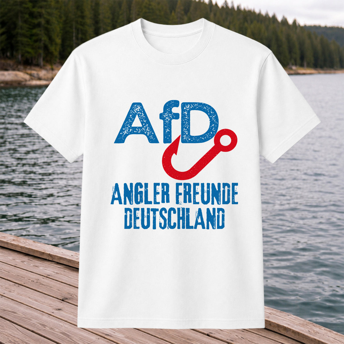 AFD Angler Freunde Deutschland Fishing Hook Graphic T-Shirt