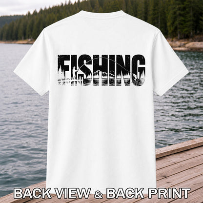 Fishing Lake Angler Vintage Graphic T-Shirt | Back Print