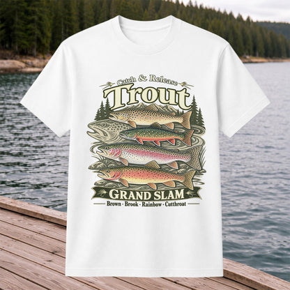 Catch and Release Trout Grand Slam Fishing Graphic T-Shirt