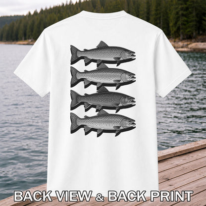 Vintage Trout Collection Freshwater Fishing Graphic T-Shirt | Back Print