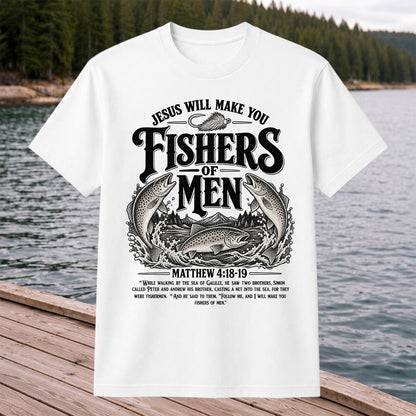 Jesus Will Make You Fishers of Men Matthew 4:18-19 Trout Fishing T-Shirt