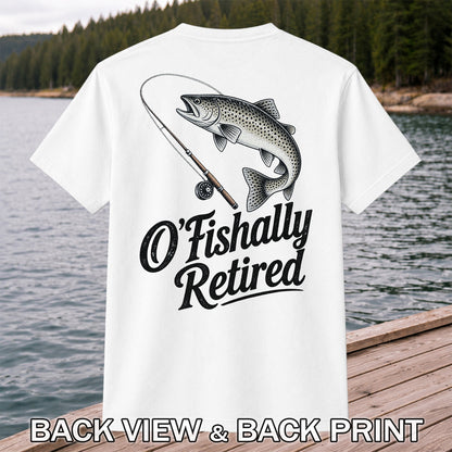 Retired Trout Fishing Rod Graphic T-Shirt | Back Print