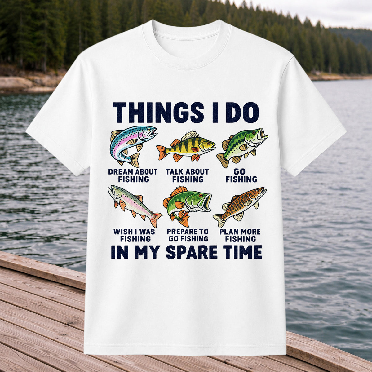 Colorful Fish Fishing Hobby Graphic T-Shirt