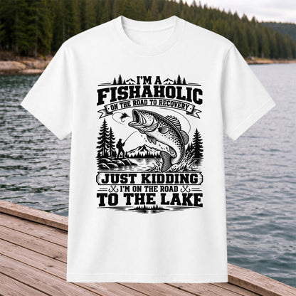 I'm a Fishaholic On the Road to Recovery Funny Trout Fishing T-Shirt