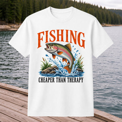 Fishing Cheaper Than Therapy Rainbow Trout Funny T-Shirt