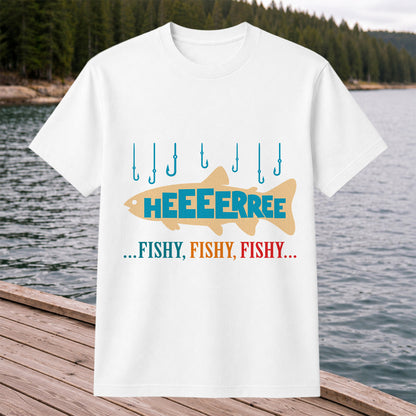Heeeerrree Fishy Fishy Fishy Funny Fishing T-Shirt