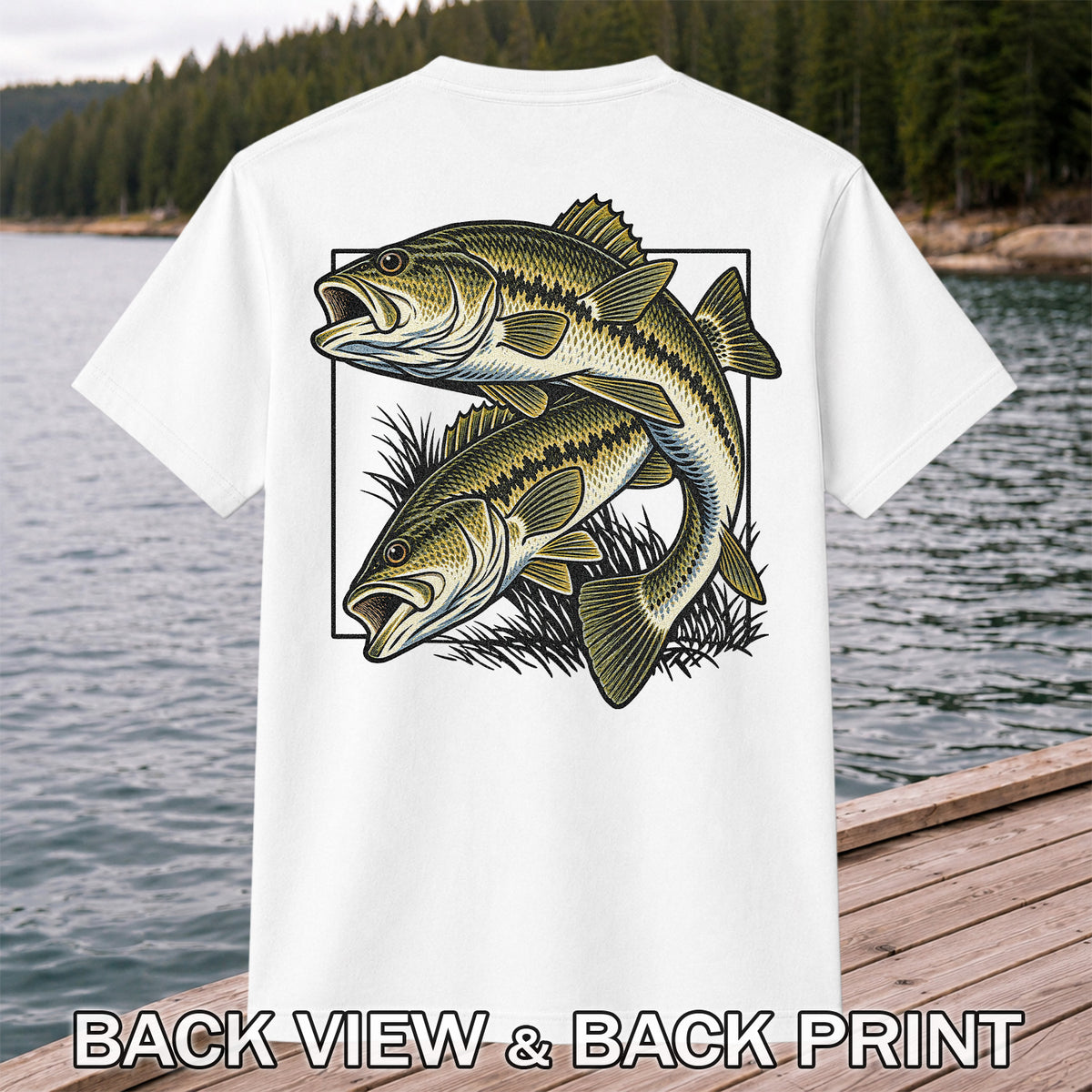 Vintage Bass Fishing Graphic T-Shirt | Back Print