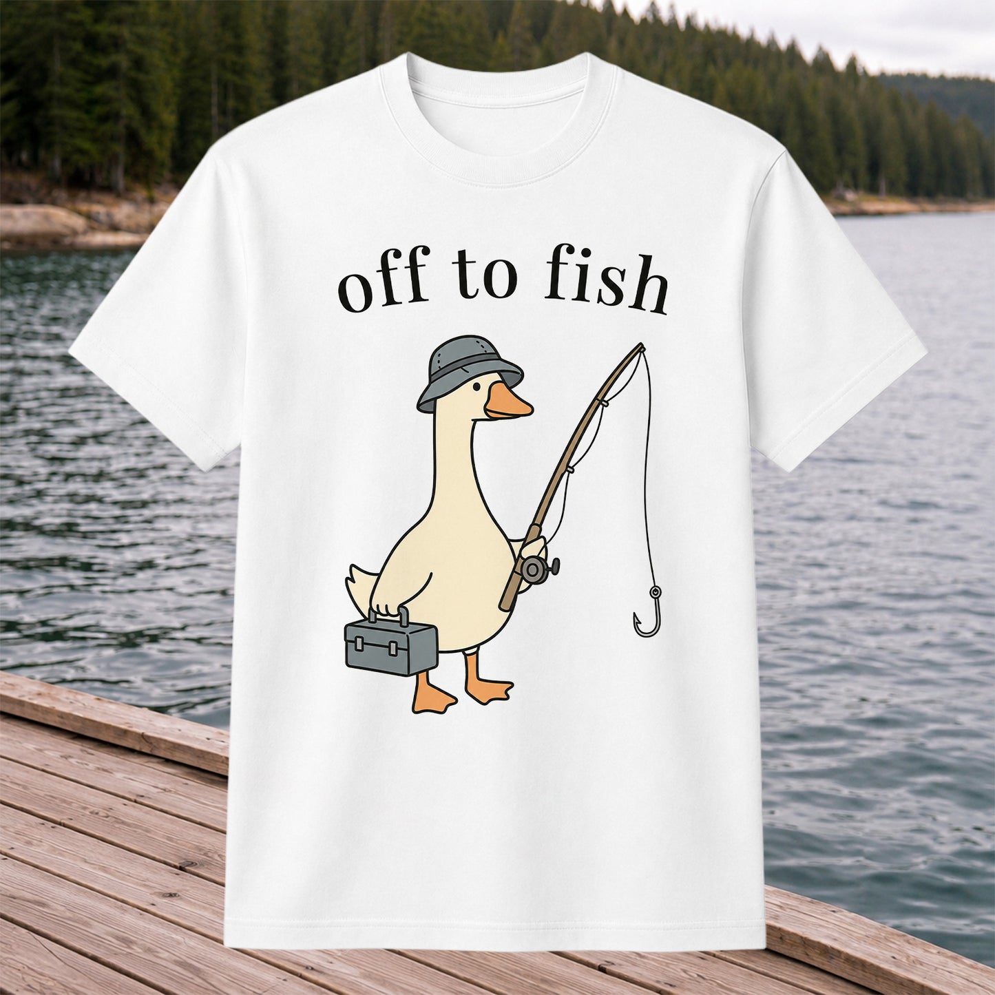 Off To Fish T-Shirt Funny Goose Fishing Shirt Vintage Angler Tee