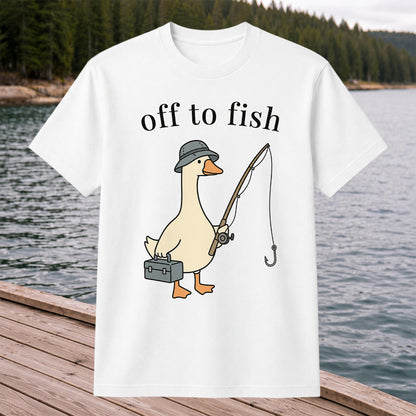 Off To Fish T-Shirt Funny Goose Fishing Shirt Vintage Angler Tee