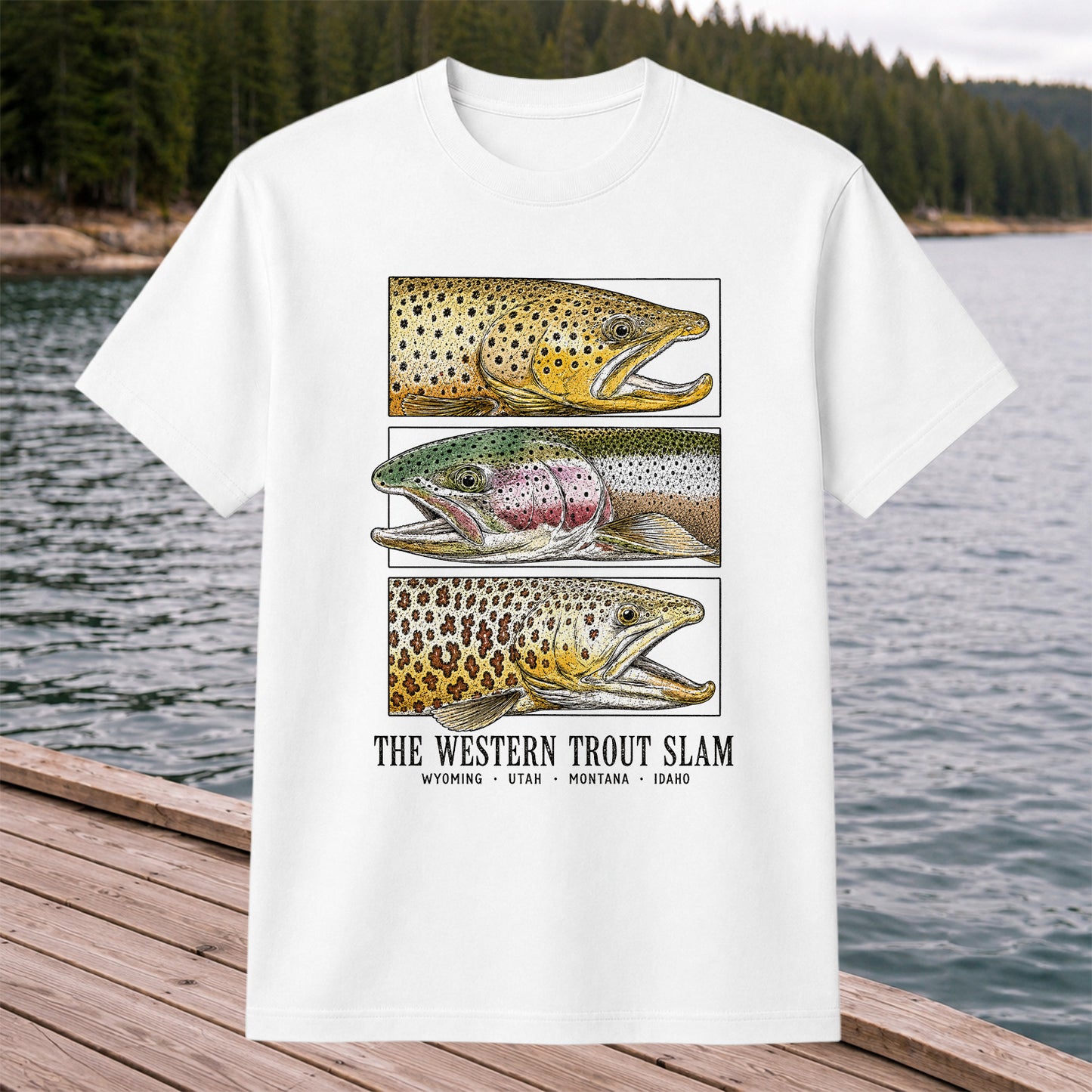 The Western Trout Slam Wyoming Utah Montana Idaho Fishing T-Shirt