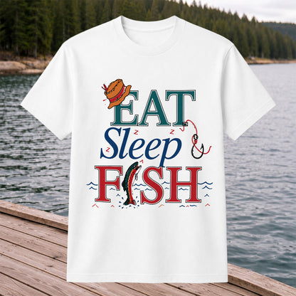 Eat Sleep Fish T-Shirt Trout Fishing Vintage Angler Tee