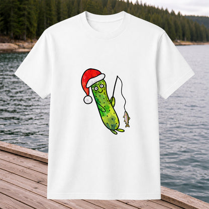 Santa Hat Cucumber Fishing for Trout Graphic T-Shirt