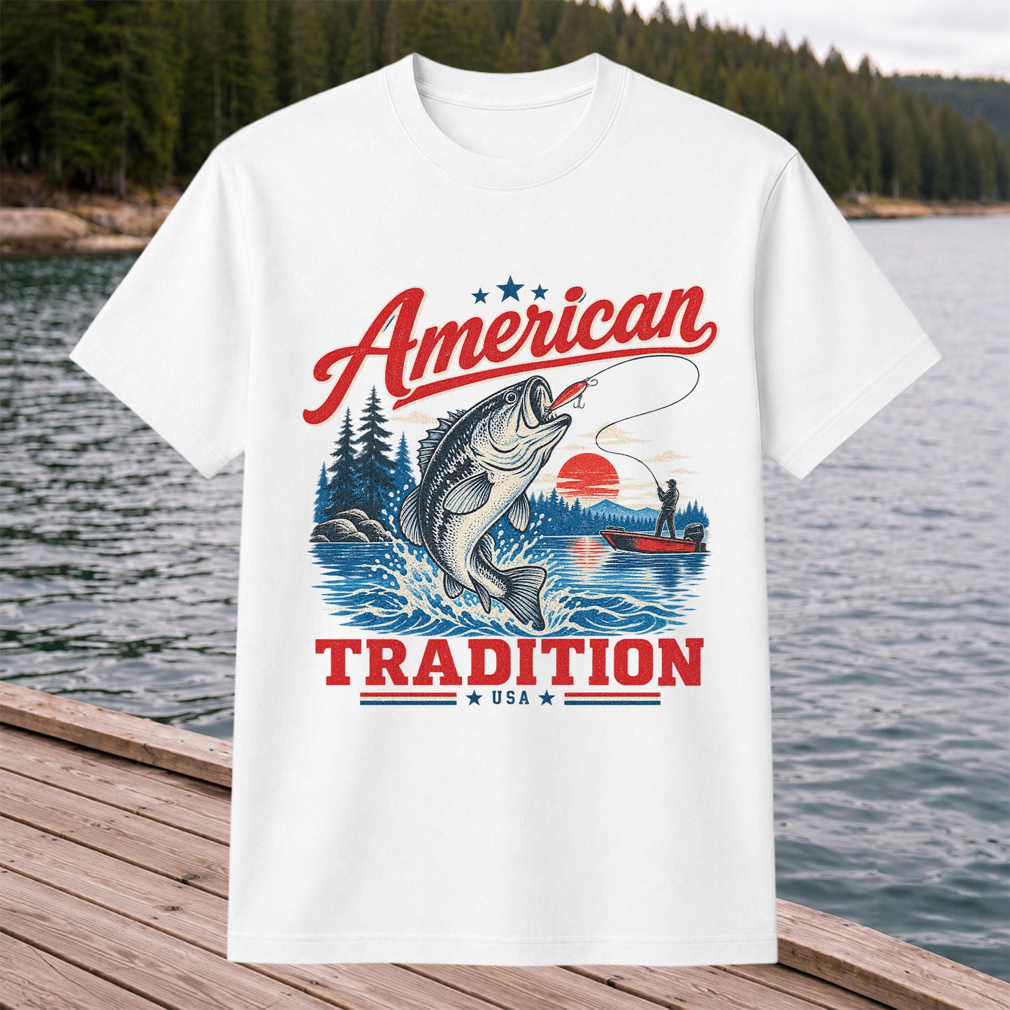 American Tradition Bass Fishing Graphic T-Shirt