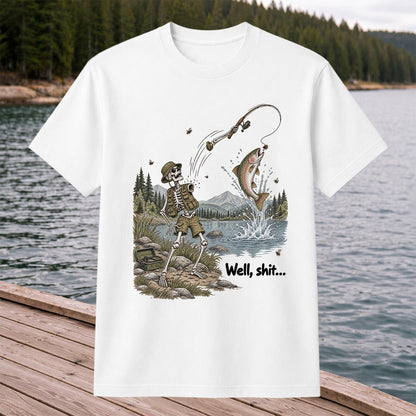 Funny Fishing Skeleton T-Shirt, Trout Fishing Tee