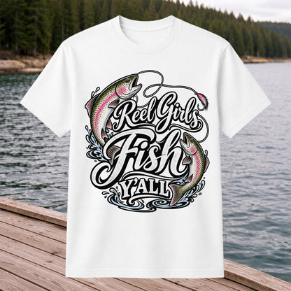 Reel Girls Fish Y'all Rainbow Trout Women's Fishing T-Shirt