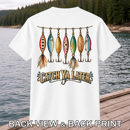 Catch Ya Later Vintage Fishing Lures Graphic T-Shirt | Back Print