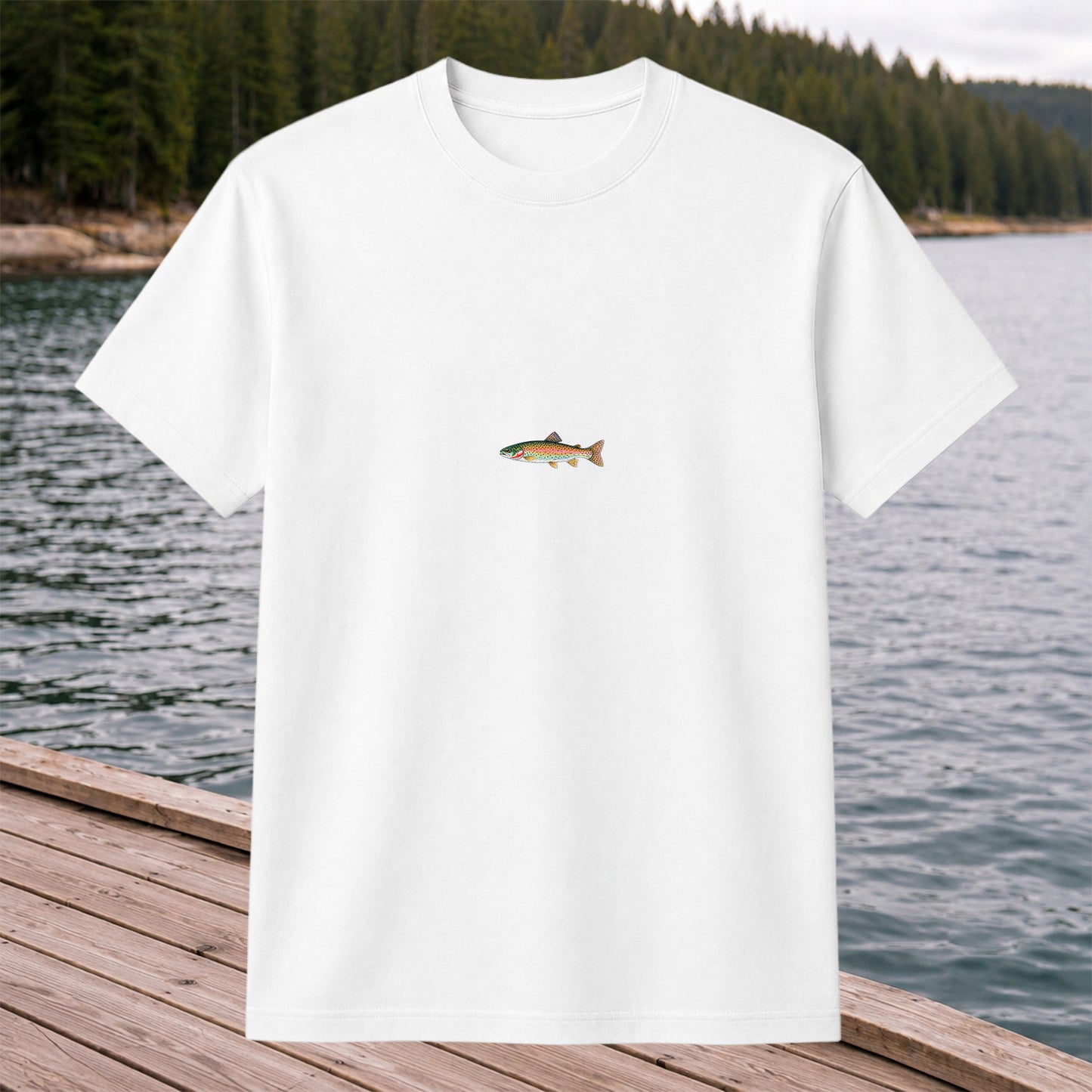 Tiny Rainbow Trout Minimalist Fishing Graphic T-Shirt