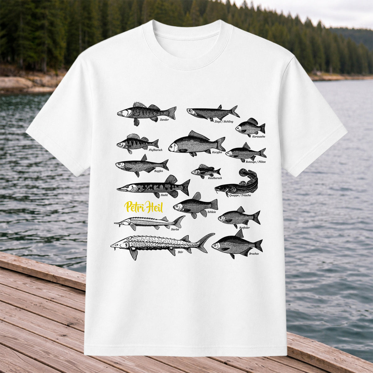 German Freshwater Fish Species Chart Fishing Graphic T-Shirt