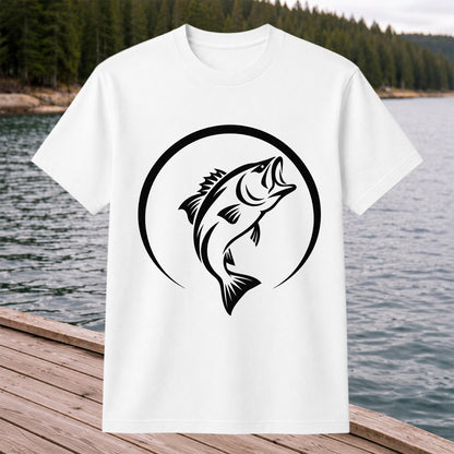 Minimalist Jumping Bass Fishing Silhouette T-Shirt
