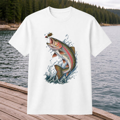 Rainbow Trout Leaping for a Fly Fishing Graphic T-Shirt