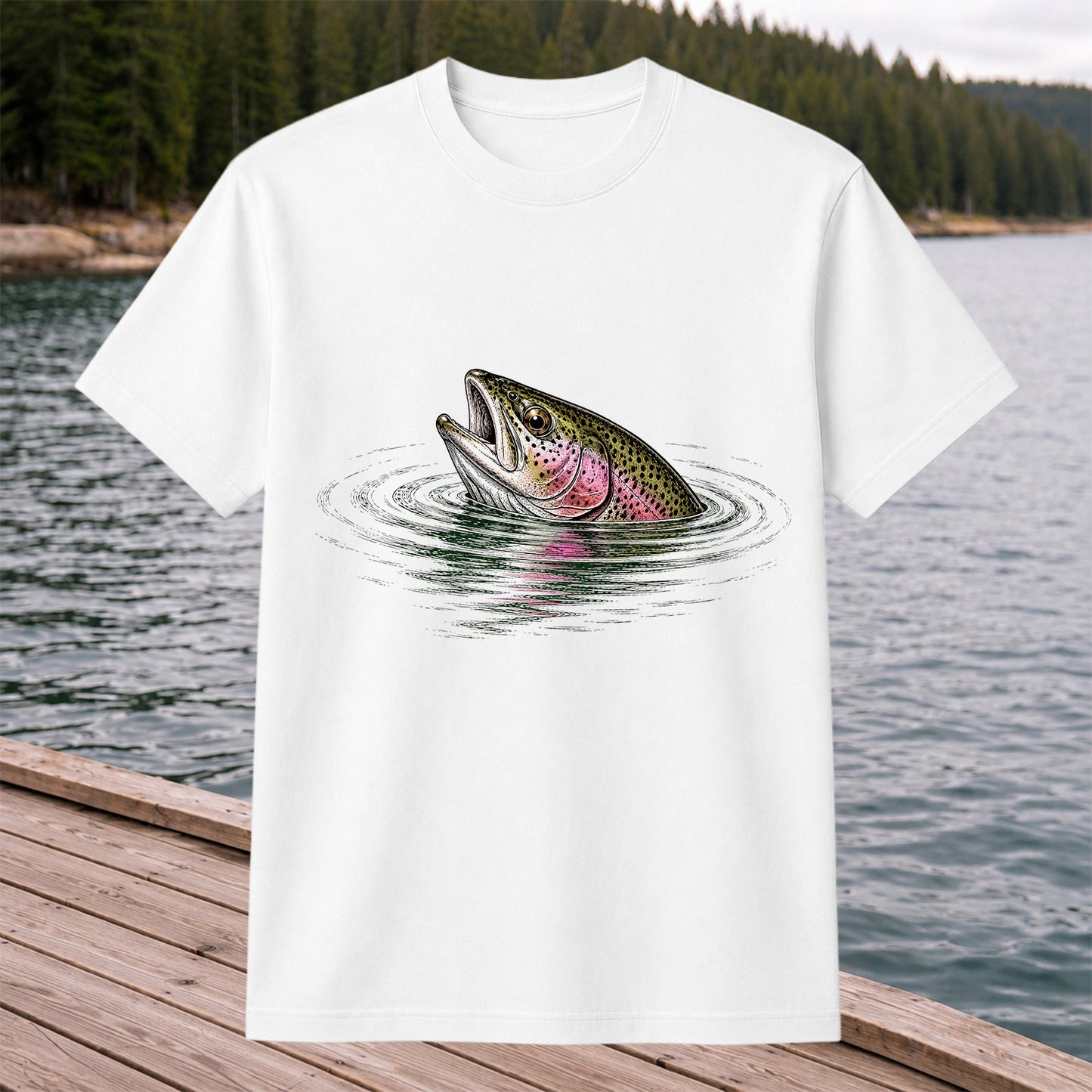 Rainbow Trout Fishing T-Shirt, Fly Fishing Tee for Anglers