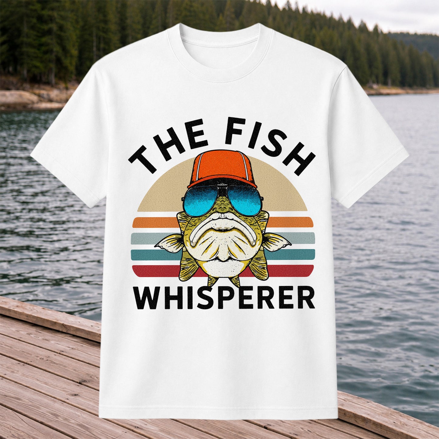 The Fish Whisperer Bass in Sunglasses Funny Fishing T-Shirt