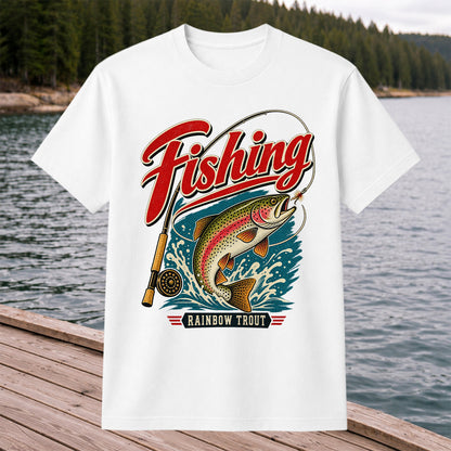 Vintage Rainbow Trout Fishing Graphic T-Shirt