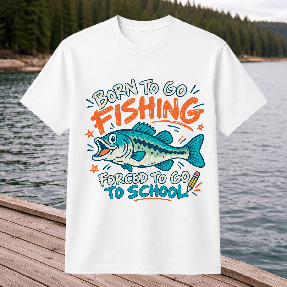 Funny Fish Fishing Graphic T-Shirt for Back to School