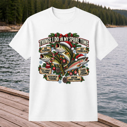 Things I Do in My Spare Time Christmas Bass and Trout Fishing T-Shirt