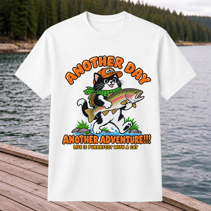 Another Day Another Adventure Cat and Trout Fishing Graphic T-Shirt