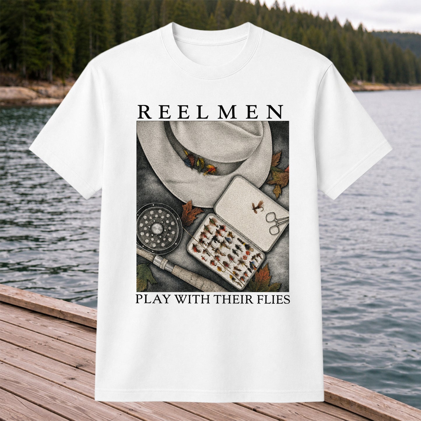 Fly Fishing T-Shirt Reelmen Play With Their Flies Vintage Fly Fisherman Tee