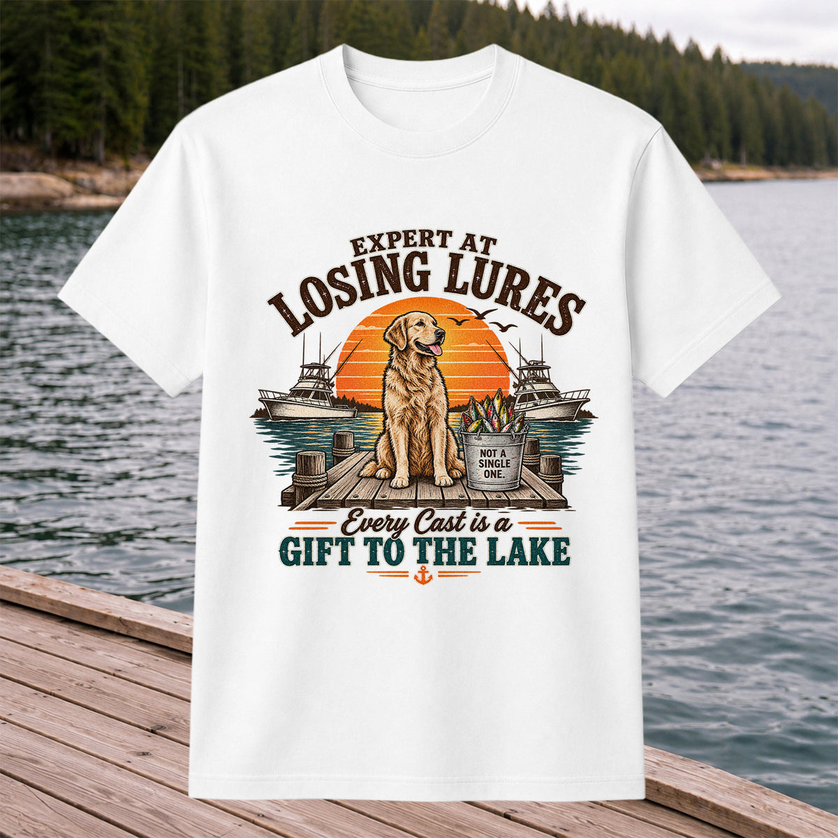 Expert at Losing Lures Golden Retriever Funny Fishing T-Shirt