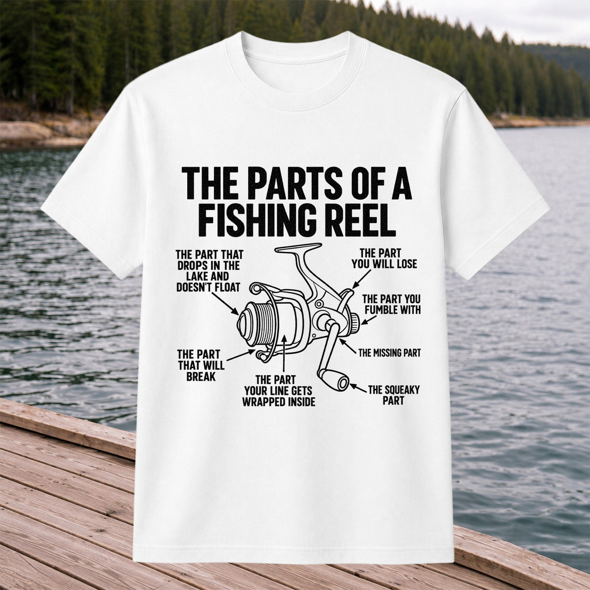 Fishing Reel Parts Diagram Humor Graphic T-Shirt