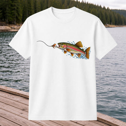 Rainbow Trout Chasing a Fly Fishing Graphic T-Shirt
