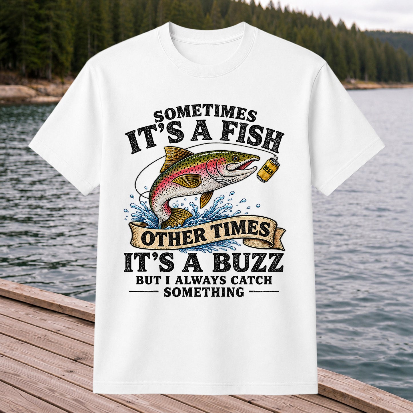 Sometimes It's a Fish Other Times It's a Buzz Rainbow Trout T-Shirt
