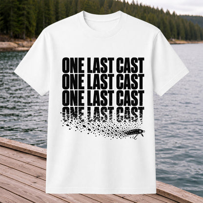 One Last Cast Repeating Fishing Lure Graphic T-Shirt