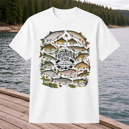 Freshwater Fish of the Great Lakes Water System Graphic T-Shirt