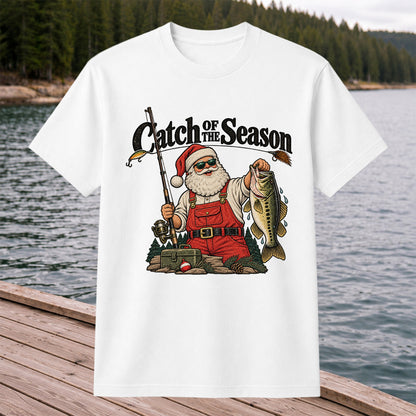 Catch of the Season Santa Bass Fishing Christmas T-Shirt