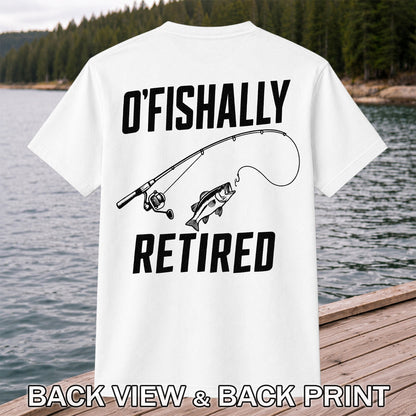 Retirement Fishing Graphic T-Shirt with Fishing Rod and Bass | Back Print