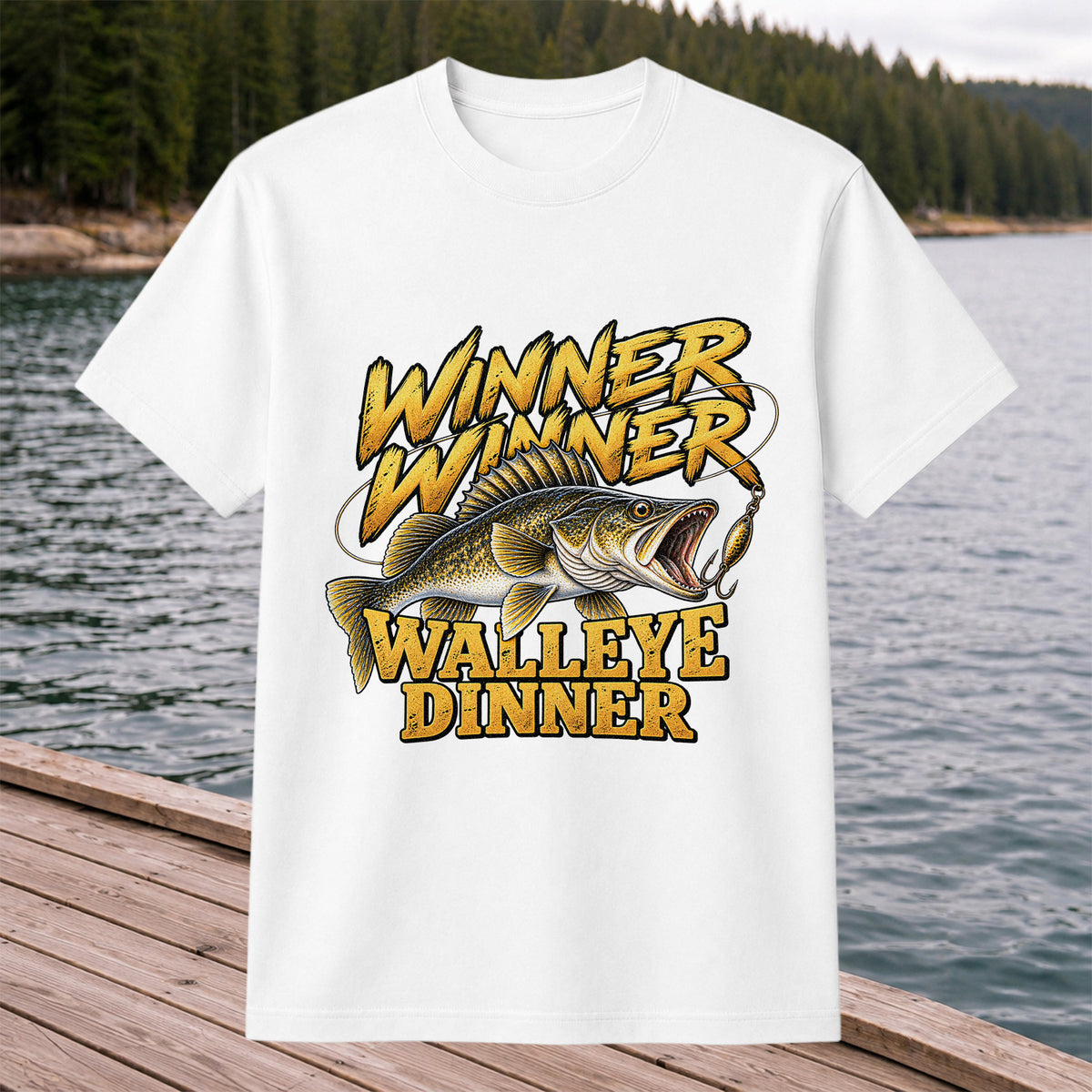 Winner Winner Walleye Dinner Funny Fishing Graphic T-Shirt