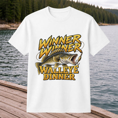 Winner Winner Walleye Dinner Funny Fishing Graphic T-Shirt