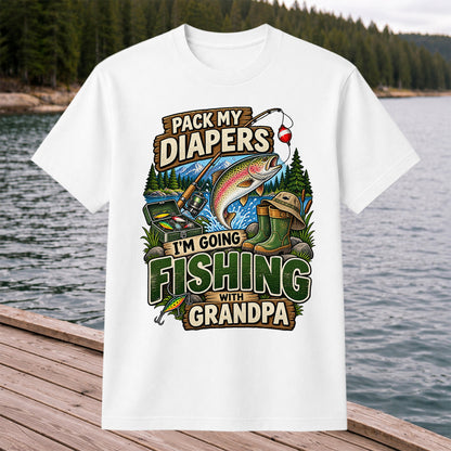 Pack My Diapers I'm Going Fishing With Grandpa Rainbow Trout T-Shirt