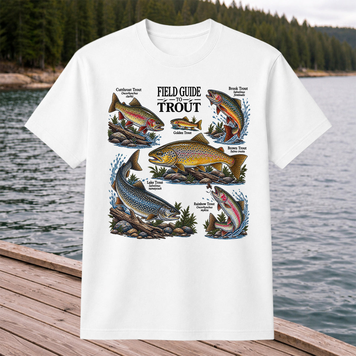 Field Guide to Trout Fishing Species Graphic T-Shirt