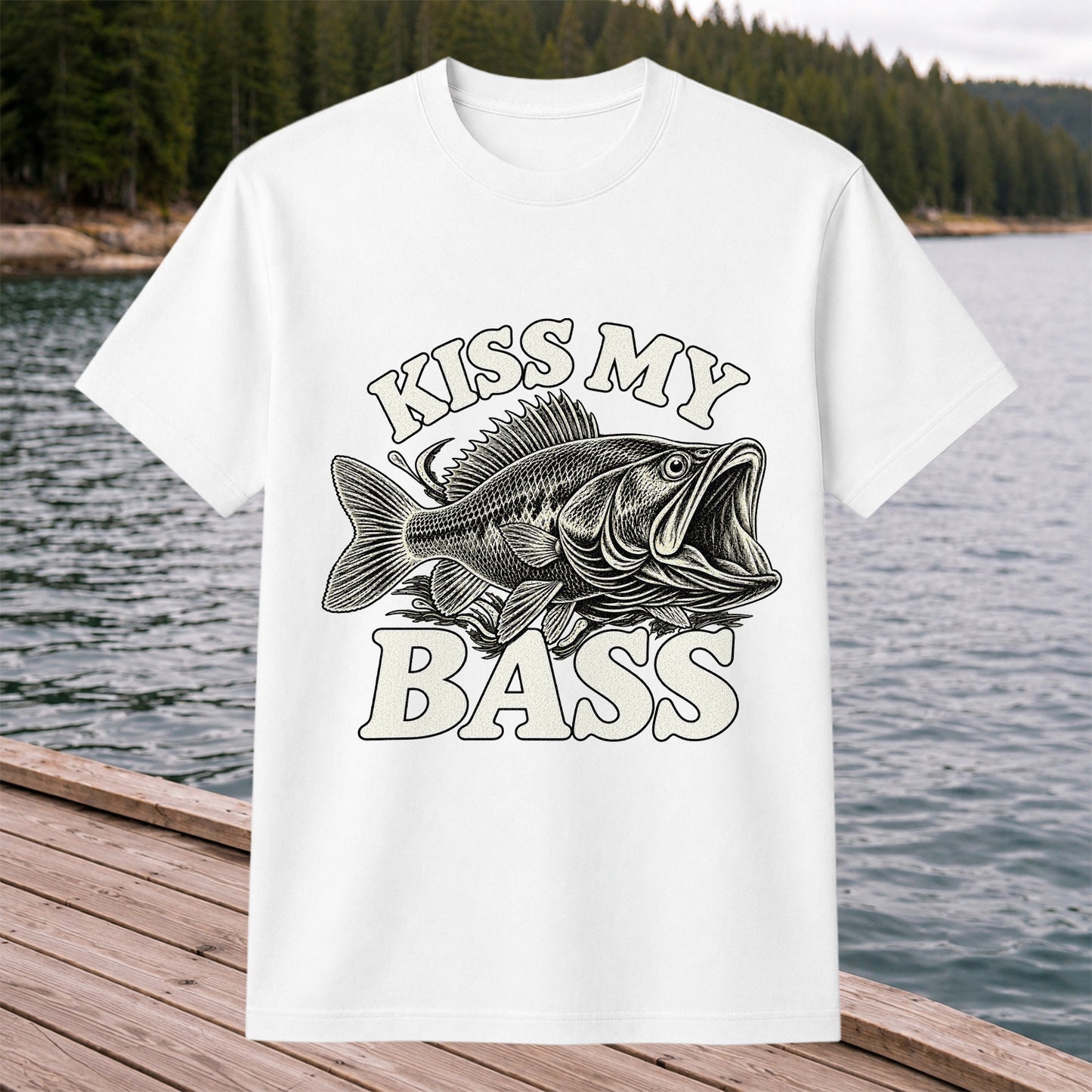 Kiss My Bass Vintage Fish Funny Fishing T-Shirt