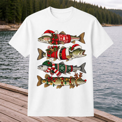 Christmas Fish Collection Festive Fishing Graphic T-Shirt