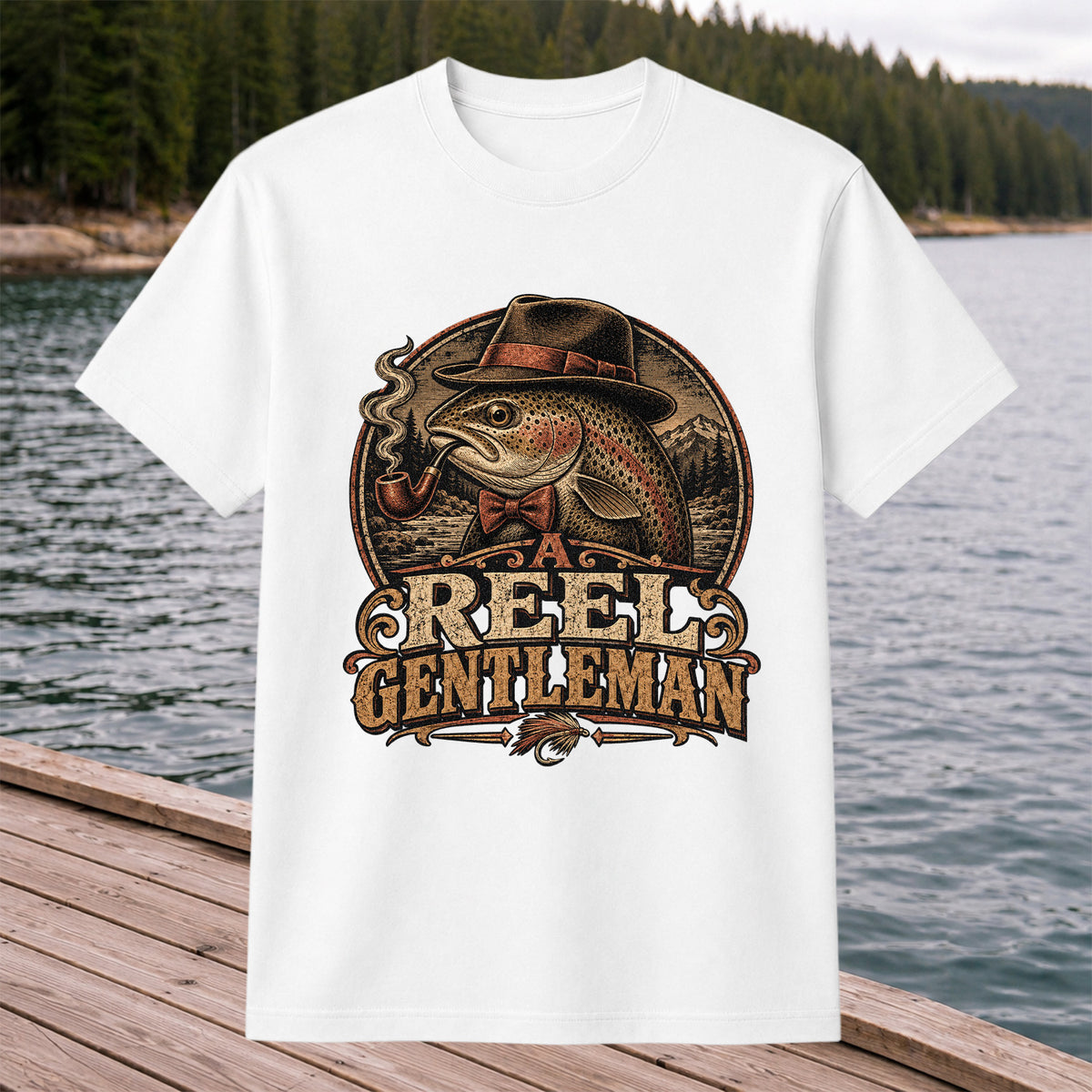 A Reel Gentleman Trout Fishing Vintage Graphic T-Shirt