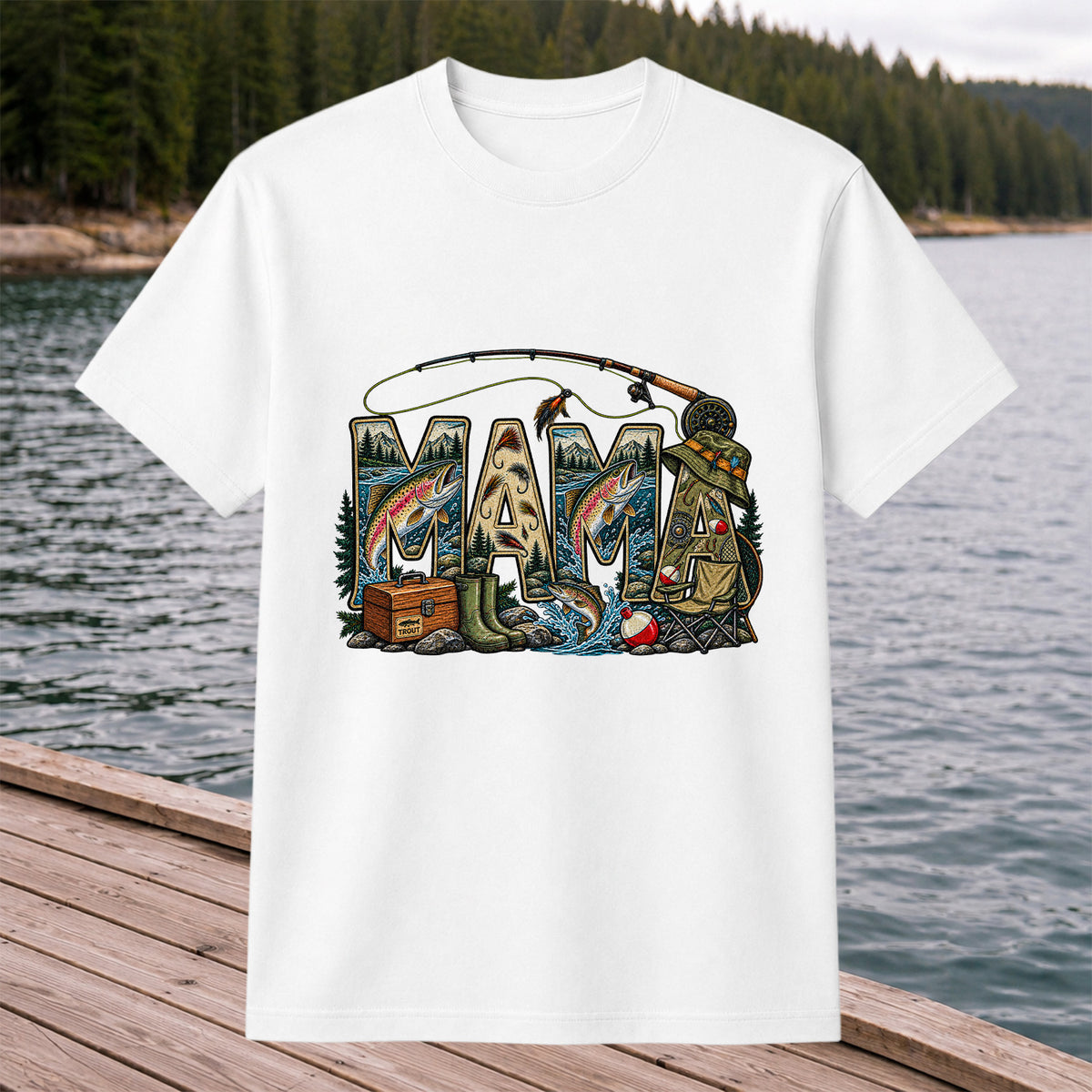 Mama Rainbow Trout Fly Fishing Vintage Graphic T-Shirt