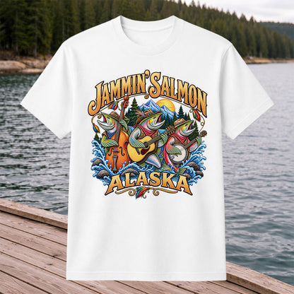 Salmon Music Band Alaska Fishing Graphic T-Shirt