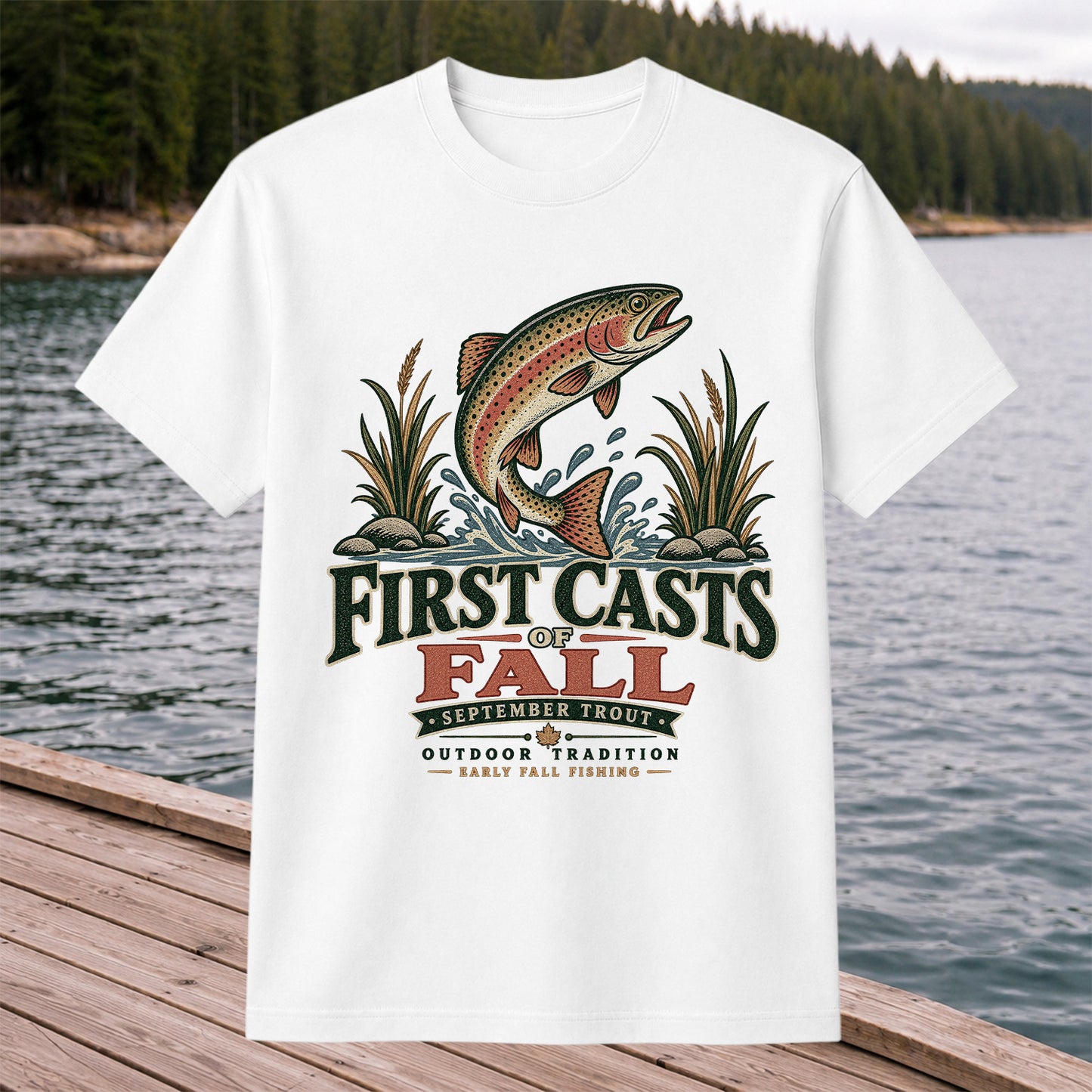 First Casts of Fall September Trout Fishing Graphic T-Shirt