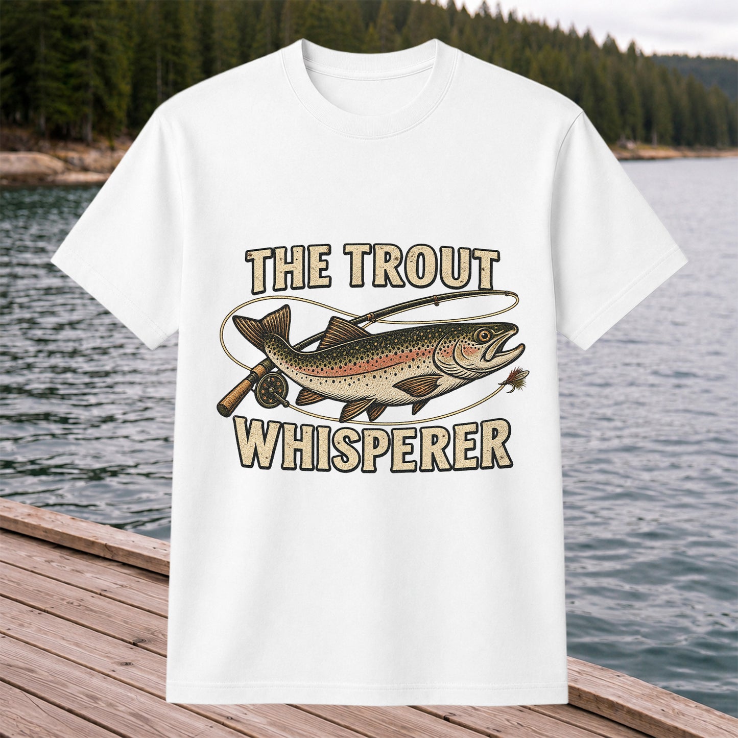 The Trout Whisperer Vintage Fly Fishing Graphic T-Shirt